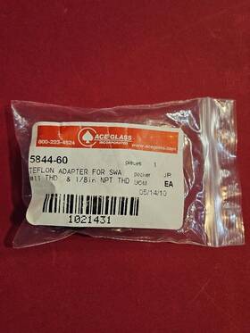 5844-60 Ace Glass Teflon Adapter #11 X 1/8 Npt New M130