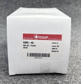 6965-40 Ace Glass 500ml Flat Bottom Flask New