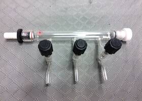 8734-07 Ace Glass Manifold With Three 0-4mm High Vacuum Easy Action Stopcocks