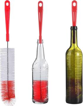 Alink 714453803629 3-pack Long Red Bottle Cleaning Brush For Narrow Neck Beer Wine