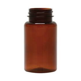 200s38pet Alpha Packaging 200cc Amber Pet Plastic Round Bottle With Caps 38/400 Neck - Case Of 285 Bottles