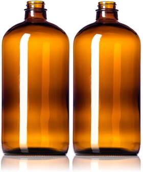 Amber 739312947856 Pack Of 2 32oz Glass Bottle Quart-sized Brown Growlers