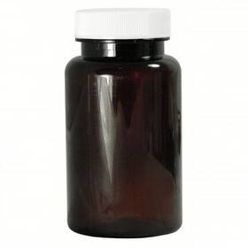 Glc-02184 Amber 120cc 4oz Wide Mouth Packer With Attached 38-400 Black Pp Cap And Ptfe Disc