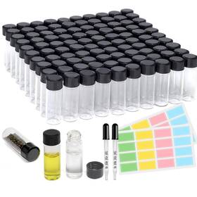 Zlx001-100 Asherxin 100 Pack 4ml Clear Glass Vials With Screw Caps 100pcs Black Cap