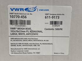 10770-456 Avantor Vwr 500/pk Disposable Hexagonal Weigh Boat Dishes White Anti-static