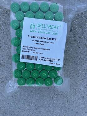 229472 Celltreat 15ml Bio-reaction Tubes Sterile 1 Rack Of 50 229472 Celltreat 15ml Bio-reaction Tubes Sterile 1 Rack Of 50