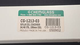 Cg-1213-03 Chemglass Reflux Coil Condenser 24/40 Joints 250mm #cg-1213-03 New