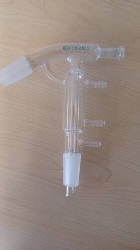 Cg-1239-12 Chemglass Distilling Head Short Path Vigreux Indents 10/30 Thermometer Joint 24/40 Low