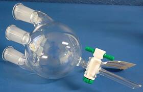 Cg-1523-02 Chemglass 500ml 3-neck Round Bottom Flask With Ptfe Valve