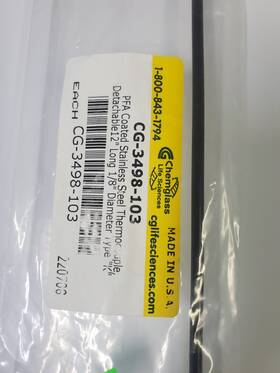 Cg-3498-103 Chemglass Cg-3498-100 Pfa Coated S.s. Thermocouple 1/8 Inch Diameter X 12 Type K