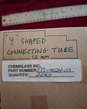 Cg-4024-03 Chemglass 2 Pack Glass Y Connector Tube 12mm Hose Connection Adapter Nos