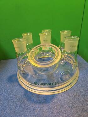 Cg-1968-a-01 Chemglass Cg1968a01 7 Neck Reaction Vessel Lid 300 Mm Flange New