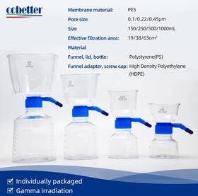 Vfc500slesp Cobetter Pack Of 9 500ml Bottle Top Vacuum Filter Sterile Filtration