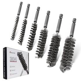 O019-big Columpro 6pcs 304 Stainless Steel Bore Brush Copper Pipe Cleaner Twisted