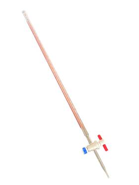 2105-25 Corning Pyrex 25ml Glass Class A Td Graduated Burette With 2mm Ptfe Stpck Red Markings 2105