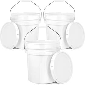 Ae-hw-5gl-whp-3pk-4 Econohome 5-gallon White Bucket Pail Container With Lid 3 Packs - 5 Gallons