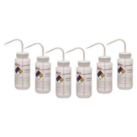 Eisco 313028294222 6pk Wash Bottle For Ethanol 500ml - Labeled With Color Coded Chemical And S