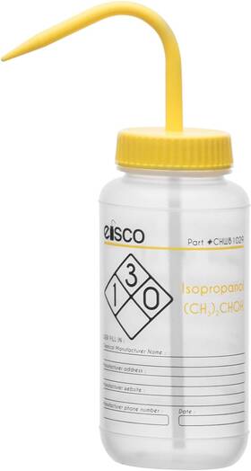 Eisco 445021955985 Wash Bottle For Isopropanol 500ml - Labeled With Color Coded Chemical And S