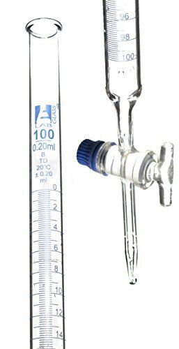 Eisco 849230016708 Class B 100ml Borosilicate Burette - 0.2ml Graduations Tolerance