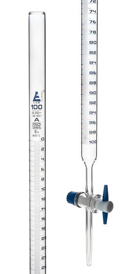 Eisco 849230016821 Labs Burettes - Ptfe Key Stopcock Class Ftaft Capacity 100ml 0.20ml Blue Grad