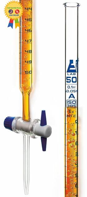 Ch0240c Eisco Burette 50ml - Class A 0.05ml Accuracy Borosilicate Glass