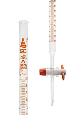 Ch0240k Eisco Lab Burette 50ml - Class A 0.1ml Amber Graduations Ptfe Stopcock