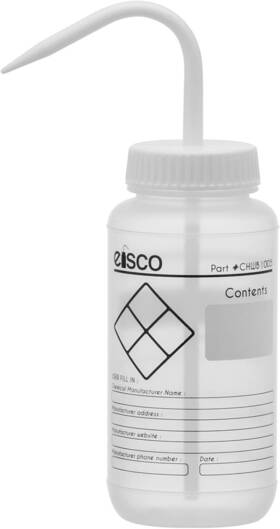 Chwb1005 Eisco Chemical Wash Bottle Blank Labels 500ml - Wide Mouth Self Venting Low Densi