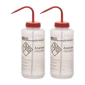 Chwb1013pk2 Eisco 2pk Wash Bottles For Acetone 1000ml - Labeled With Chemical Informatio