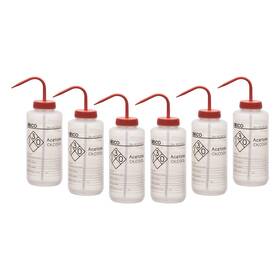 Chwb1013pk6 Eisco 6pk Wash Bottles For Acetone 1000ml - Labeled With Information And Safet