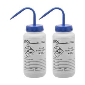 Chwb1046pk2 Eisco 2pk Wash Bottles For Sodium Hypochlorite Bleach 500ml - Labeled With Chemi