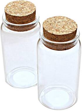 Elysaid 604753047475 2pcs Empty Clear Glass Bottles Vials With Cork 47x90x33mm 100ml