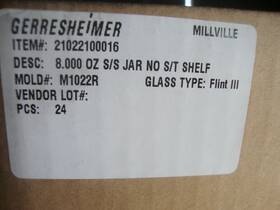 21022100016 Gerresheimer 24 8oz Flint Iii Glass Wide Mouth Round Bottles Only