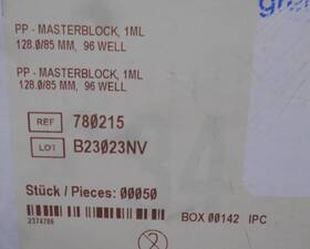 780215 Greiner Bio-one 96-well 1ml Pp Masterblock Storage Plate 50/case
