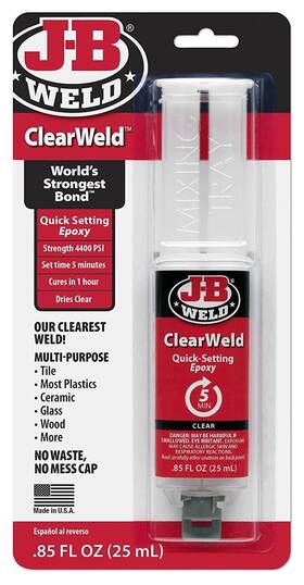 50112 J-b Weld 751766168571 Clear 25 Ml Clearweld Quick-setting Epoxy Syringe Pack Of 2