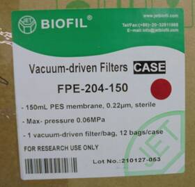 Fpe-204-150 Jet Biofil Vacuum Driven Filters 150ml Pes Membrane 0.22 M 1/bag