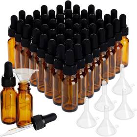Juvale 194425113640 48 Pack .5 Oz Amber Glass Bottles With Dropper Dispenser And 6 Funnels