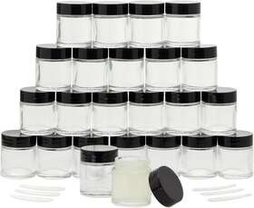 Juvale 194425113695 24 Pack Small Glass Containers With Lids 1 Oz Count Of Clear