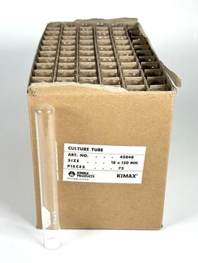 45048-18150 Kimax Box Of 72 Culture Tubes Plain Rim 18 X 150mm Kimble 45048 - Nos