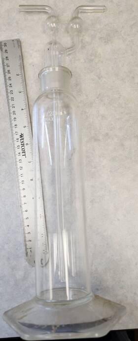 Seepic001 Kimax 34/28 Joint Solvent Trap Or Flask Chemistry Glass Ware Bb5