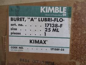 17138f-25 Kimble Article No. Ml Buret Lubri-flo
