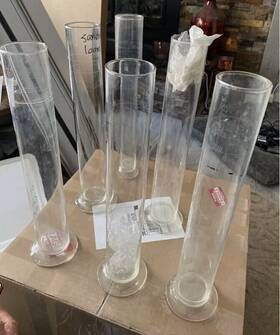 20025-1l Kimble 1000 Ml Graduated Cylinder With Blue Metric Scale 1000ml Lot Of 6
