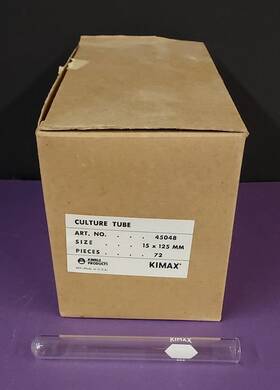 45048-15125 Kimble Kimax Culture Tubes Plain Rim 15 X 125mm 45048 Box Of 72 Nos