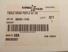 885302-0100 Kimble Chase Replacement Small Clearance Pestle For 100ml Dounce Tissue Grinder