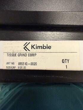 885301-0015 Kimble 885510-0020 Tissue Grind Pstl Lc - Size/cap 15ml New