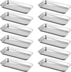 Kohand 709414572232 12 Pack 201 Stainless Steel Metal Tray Surgical Silver