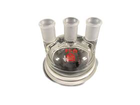 612500-0021 Kontes Kimble Kimax Glass 24/40 3-neck 4 Inch Flange Reaction Vessel Flask Top Lid 612500-0021 Kontes Kimble Kimax Glass 24/40 3-neck 4 Inch Flange Reaction Vessel Flask Top Lid