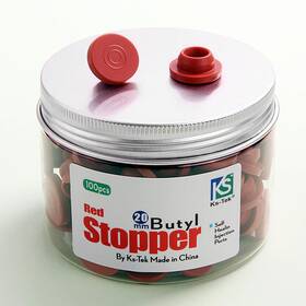 Ks-tek 744110050103 100pcs 20mm Self Healing Injection Ports Red Vials Rubber Stoppers But