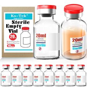 Ks-tek 761412019843 Sterile Empty Vials With Self Healing Injection Port 20ml Clear