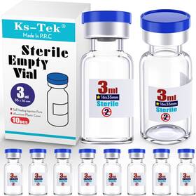 Ks-tek 766615653535 Sterile Empty Vials With Self Healing Injection Port Flip Off 3ml