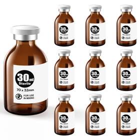Ksiitekslab 768461743774 Ks-tek Sterile Empty Vials With Self Healing Injection Port 30ml Amber